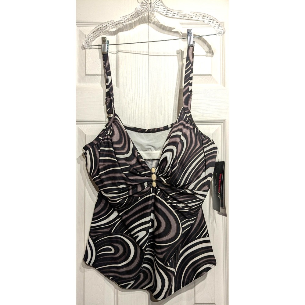 Coco Reef Tankini Top Womens 22W 44D Swirl Plus Size Bra Sized PerfectionFit NWT